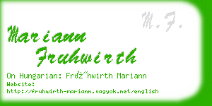 mariann fruhwirth business card